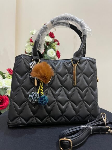 black leather hand bag