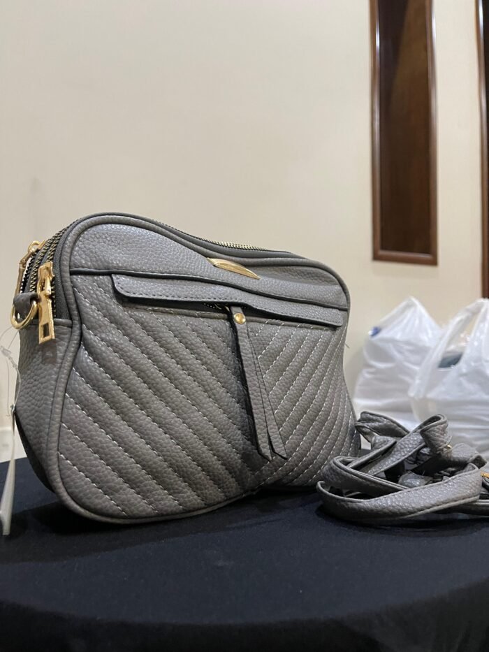 gray hand bag